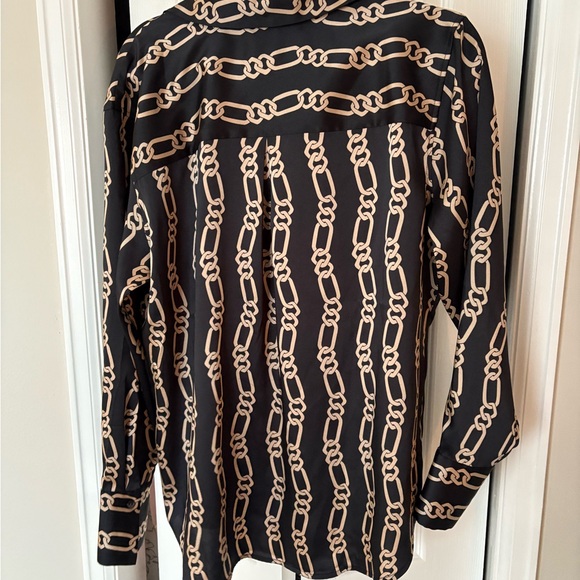 NWT Rails Chain-Print Button-Up Blouse - Black & Beige - Picture 5 of 5